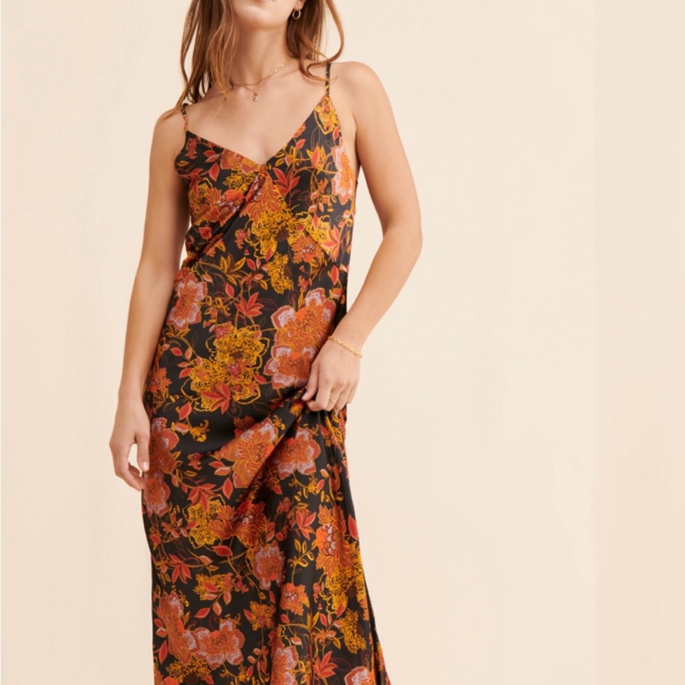 Dress Forum Black and Orange Floral Maxi Dress